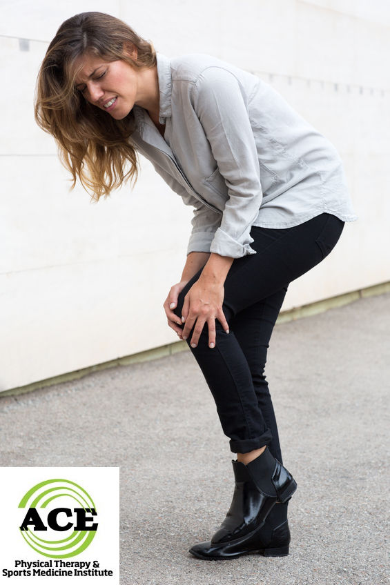 49686546 - attractive woman having knee pain while walking